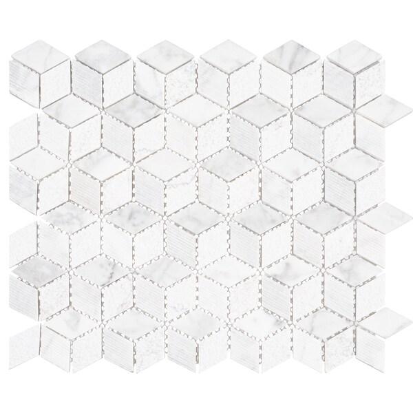 Andova Tiles SAMPLE Cubit 1 x 2 Marble Grid Mosaic Wall Floor Tile SAM-ANDCUB325 - main